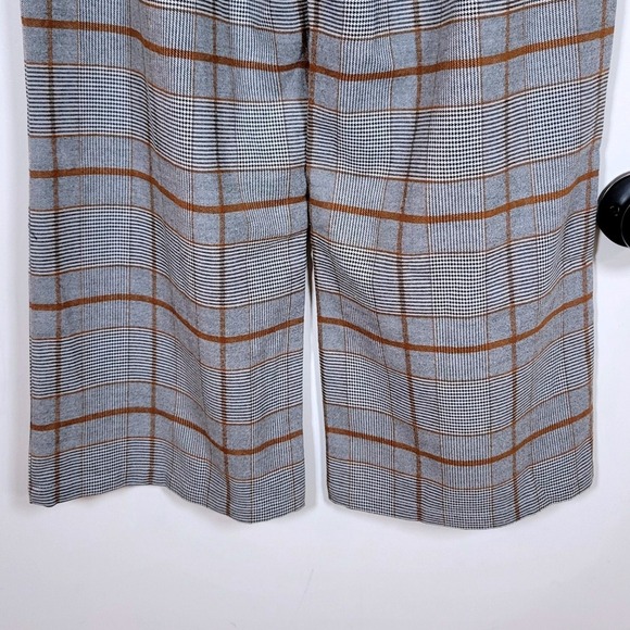 Roolee Gray Plaid Wide Leg Cropped Trousers Size Small Chic Preppy Pants - Picture 7 of 7